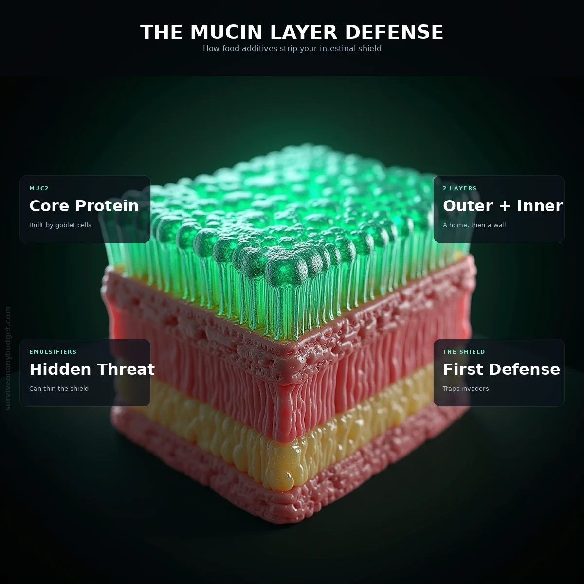 The Mucin Layer Defense: How Food Additives Strip Your Intestinal Shield